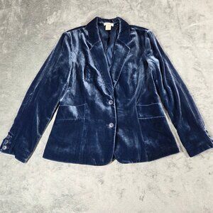 Sundance Blazer Womens 6 P Petite Blue Velvet Taysha Office Whimsigoth Jacket